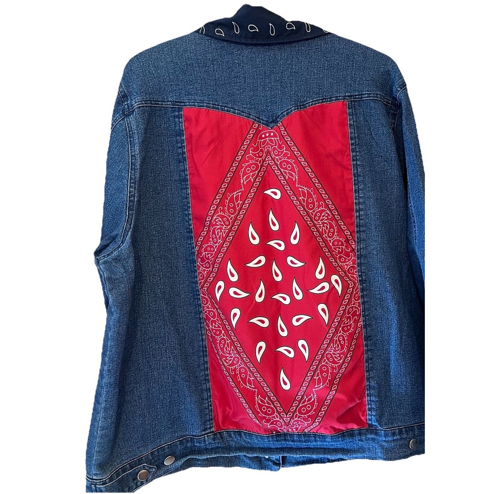 Back in the Saddle Womens Jacket 1X Light Denim Jean Western Cowgirl Kerchief - Picture 4 of 9
